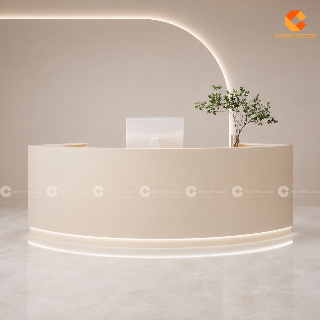 Quầy Lễ Tân Gỗ Công Nghiệp QLT024 Bo Cong Hiện Đại 4