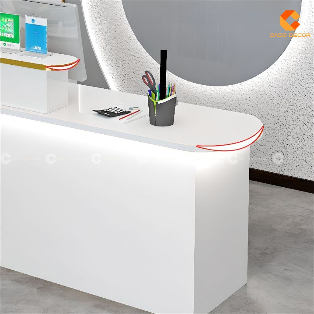 Quầy Lễ Tân Gỗ Công Nghiệp QLT025 Nhỏ Gọn Hiện Đại 2
