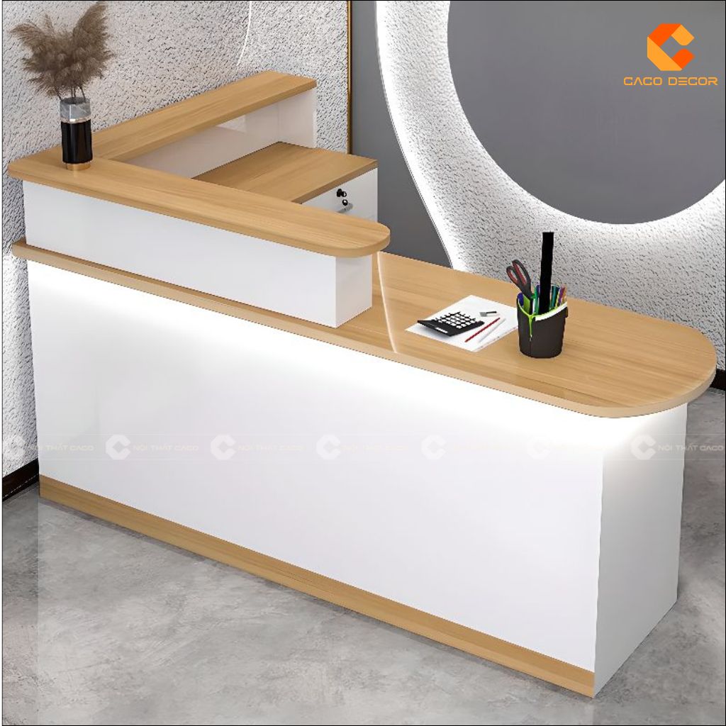 Quầy Lễ Tân Gỗ Công Nghiệp QLT025 Nhỏ Gọn Hiện Đại 4