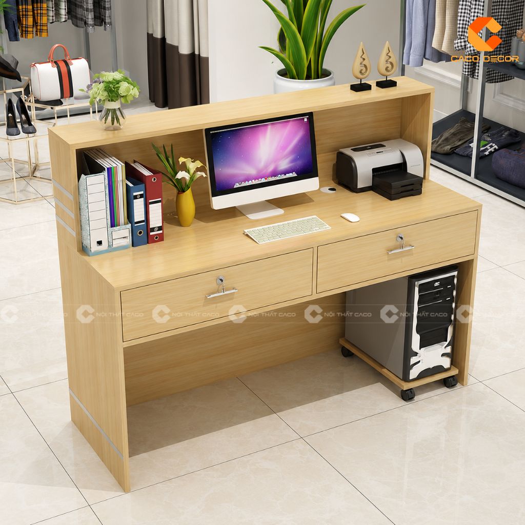 Quầy Lễ Tân Gỗ Công Nghiệp QLT027 Thanh Lịch | CaCo 4