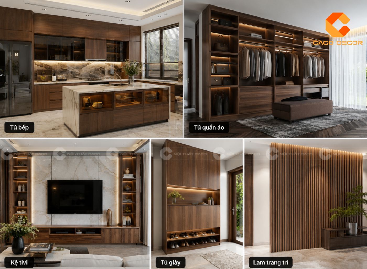 Thi công hệ tủ nội thất biệt thự theo yêu cầu