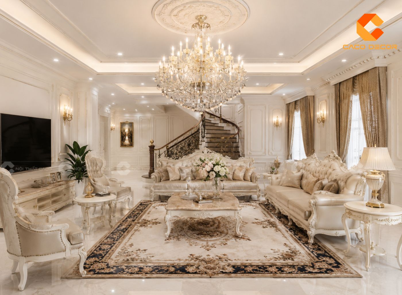 Thi công nội thất biệt thự tân cổ điển sang trọng