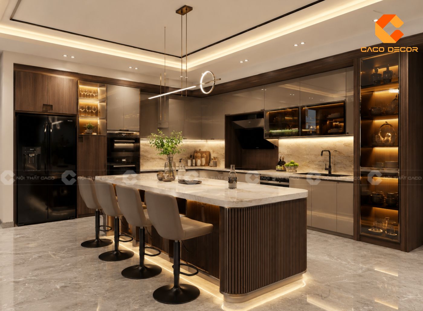 Thi công nội thất phòng bếp biệt thự