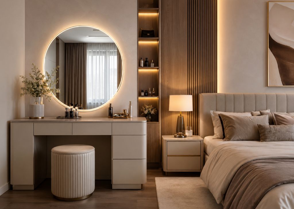 Thiết kế bàn trang điểm trong phòng ngủ hiện đại
