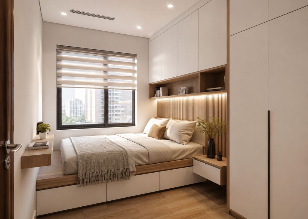 Thiết kế nội thất phòng ngủ chung cư tối ưu diện tích