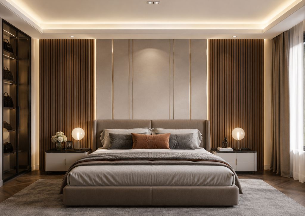 Thiết kế vách đầu giường phòng ngủ hiện đại