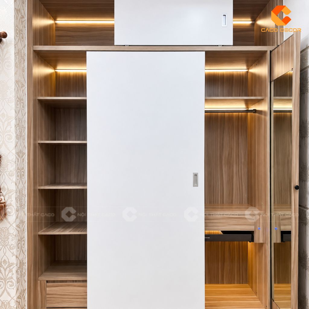 Tủ áo lùa 2 cánh hoàn thiện gọn đẹp