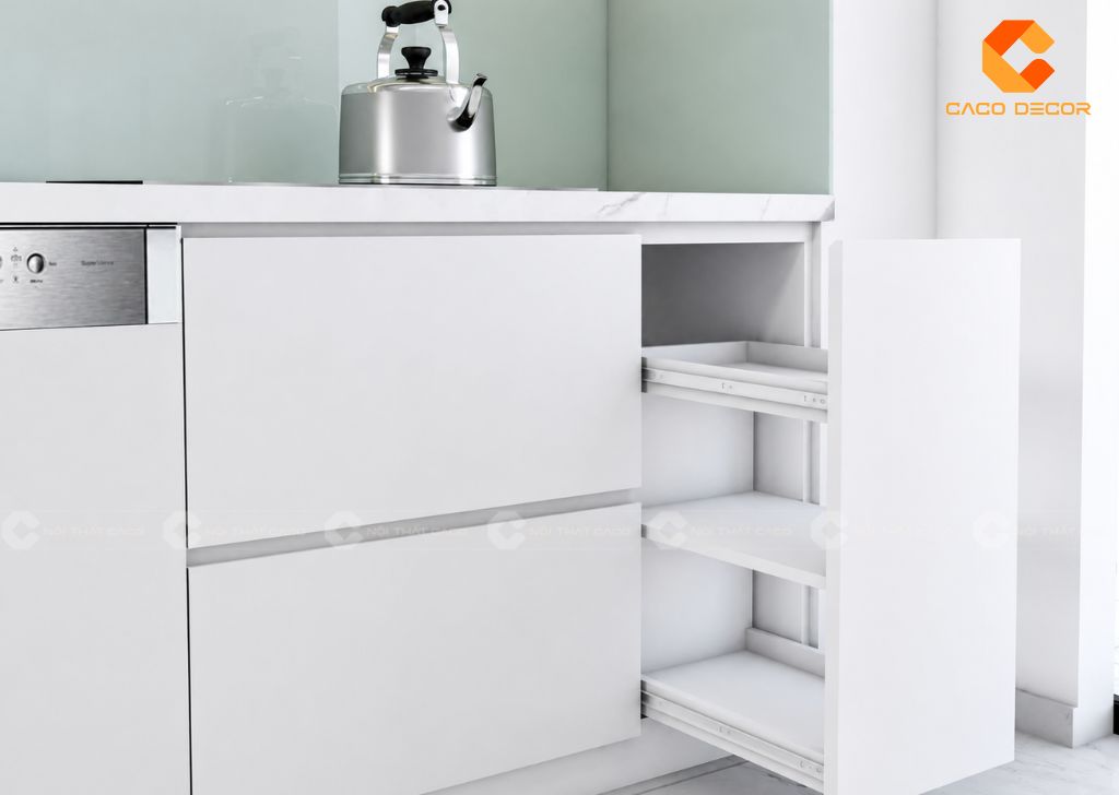 Tủ Bếp Gỗ Công Nghiệp TBM119 Trắng Hiện Đại 6