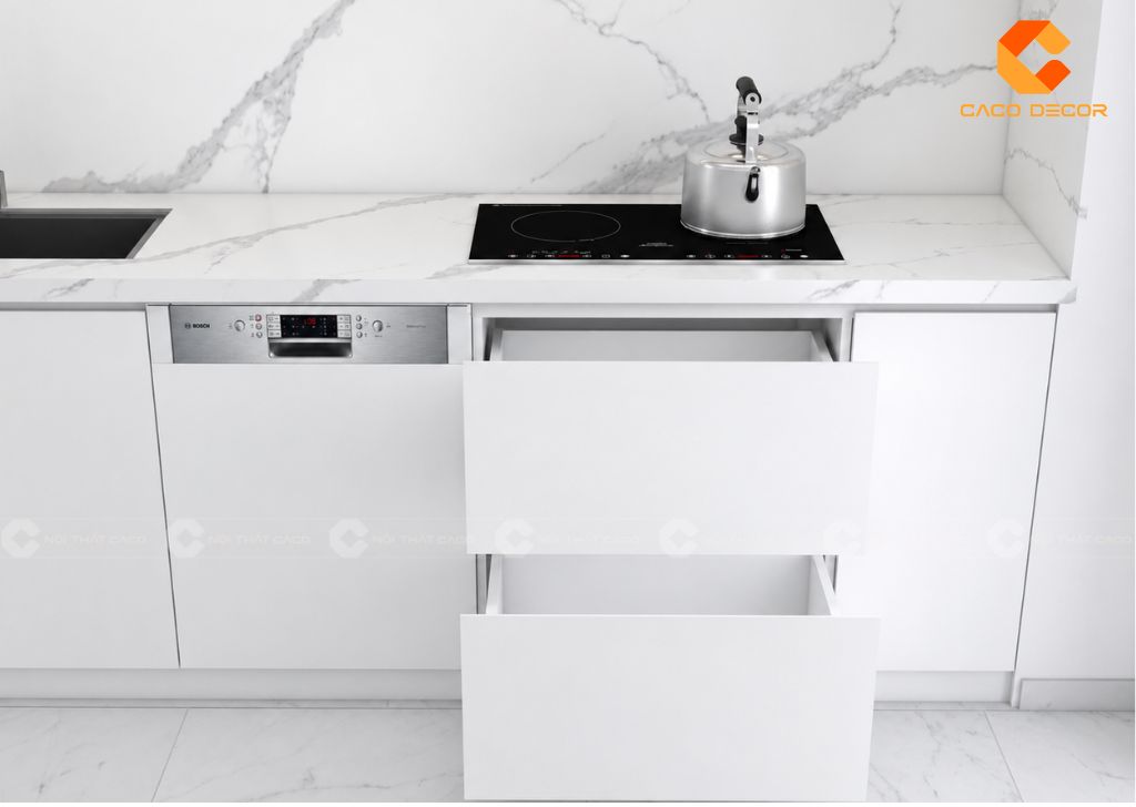 Tủ Bếp Gỗ Công Nghiệp TBM119 Trắng Hiện Đại 7