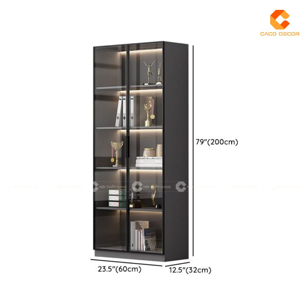 Tủ hồ sơ gỗ công nghiệp THS029 cánh kính hiện đại
