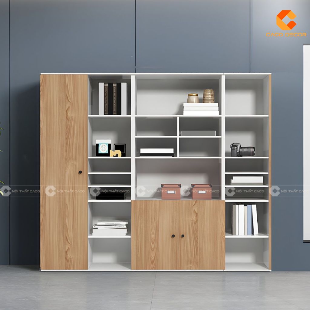 Tủ hồ sơ gỗ công nghiệp THS030 màu trắng vân gỗ
