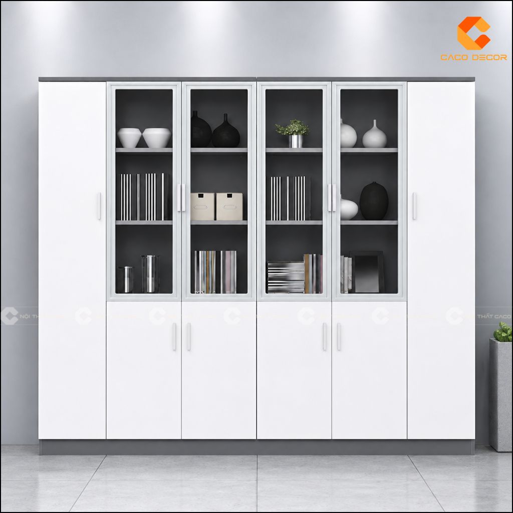 Tủ Hồ Sơ Gỗ Công Nghiệp THS033 Cánh Kính Văn Phòng 5
