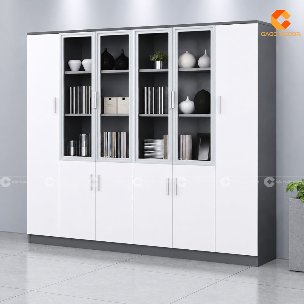 Tủ Hồ Sơ Gỗ Công Nghiệp THS033 Cánh Kính Văn Phòng 2