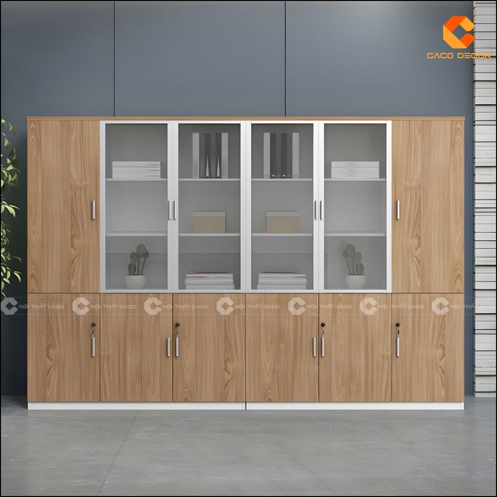 Tủ Hồ Sơ Gỗ Công Nghiệp THS034 Cánh Kính Hiện Đại 1