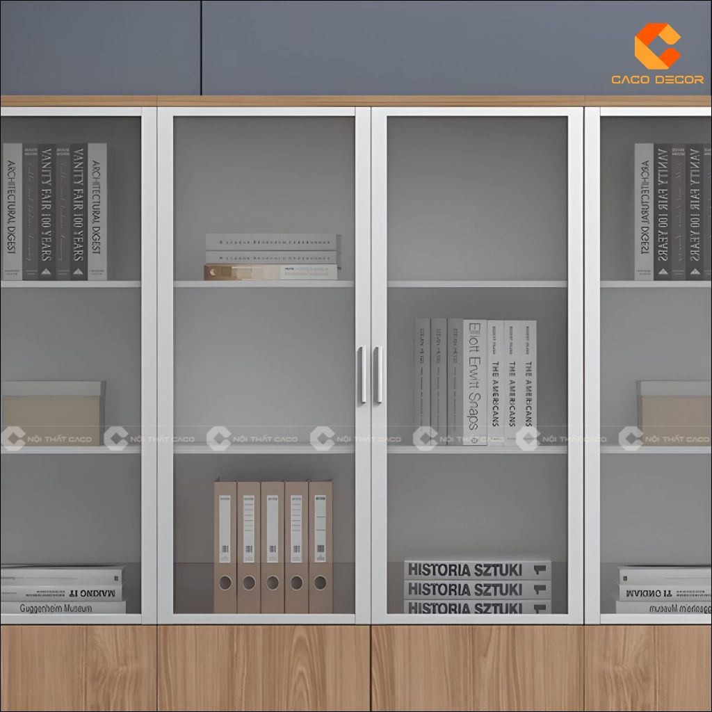 Tủ Hồ Sơ Gỗ Công Nghiệp THS034 Cánh Kính Hiện Đại 2