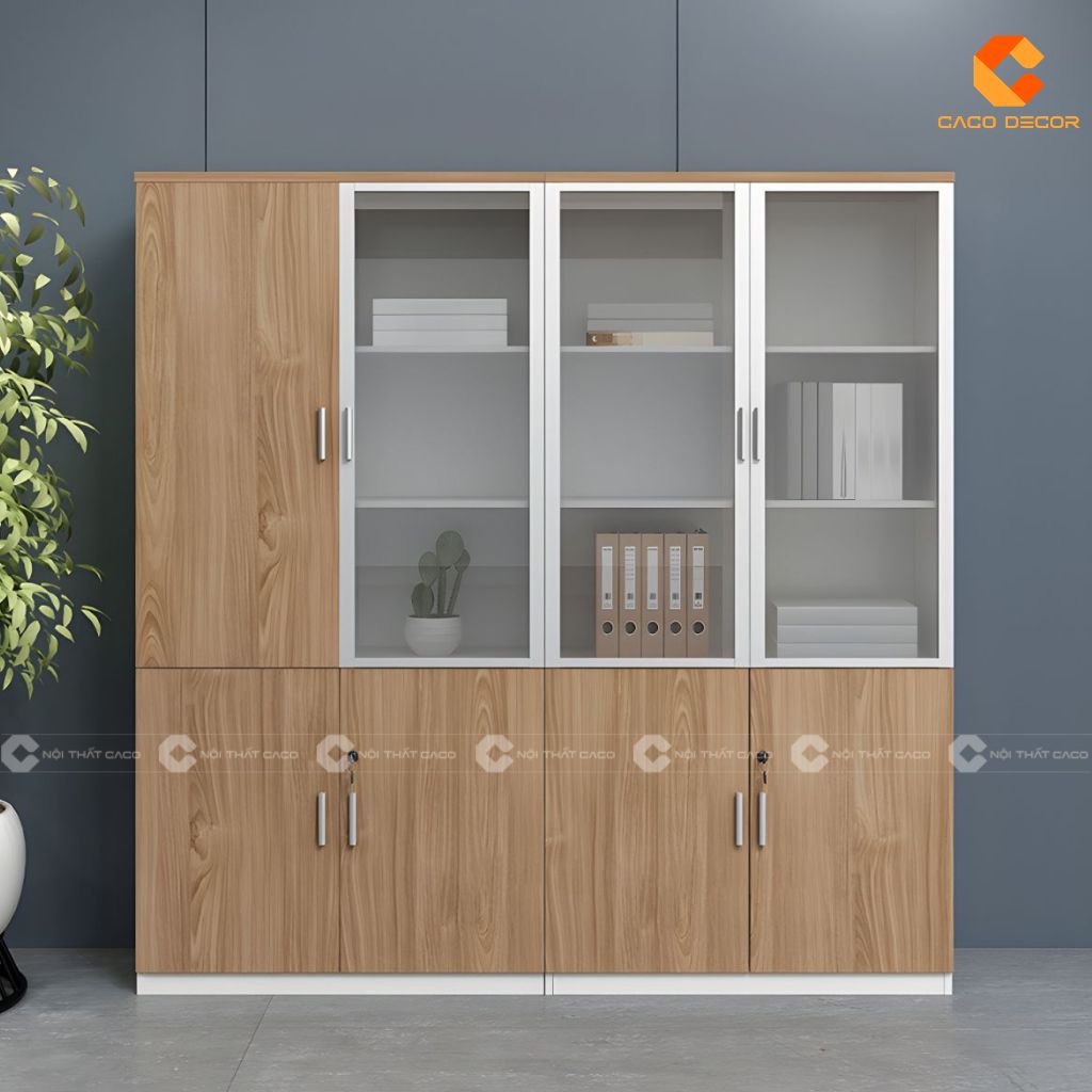 Tủ Hồ Sơ Gỗ Công Nghiệp THS034 Cánh Kính Hiện Đại 3
