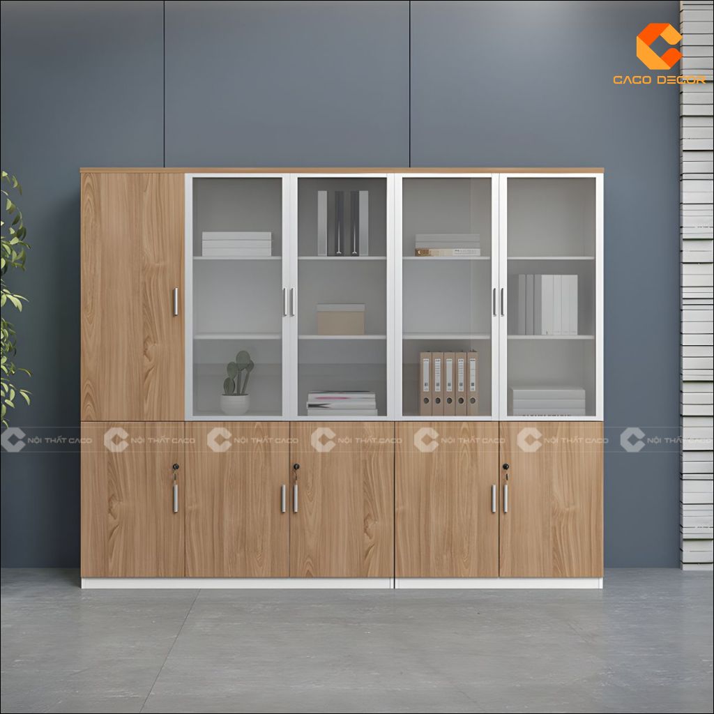 Tủ Hồ Sơ Gỗ Công Nghiệp THS034 Cánh Kính Hiện Đại 5