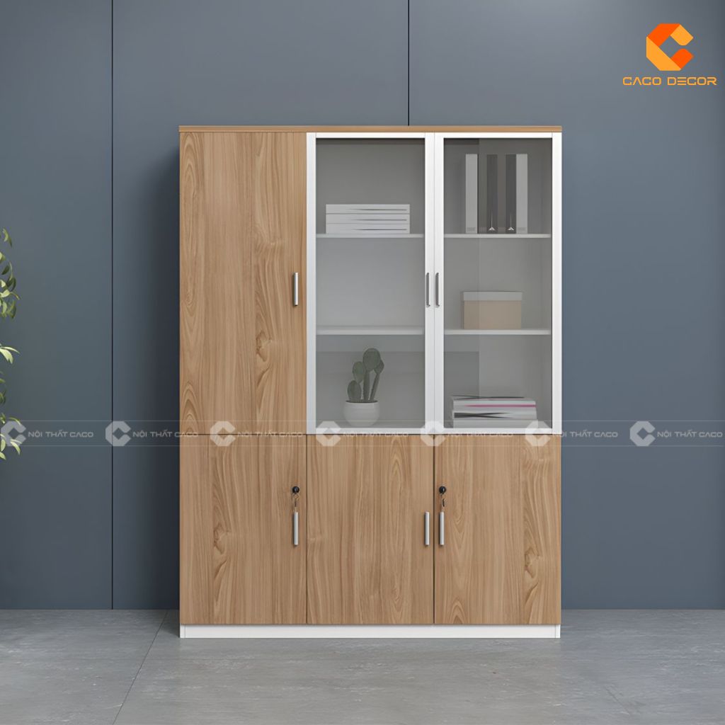 Tủ Hồ Sơ Gỗ Công Nghiệp THS034 Cánh Kính Hiện Đại 6