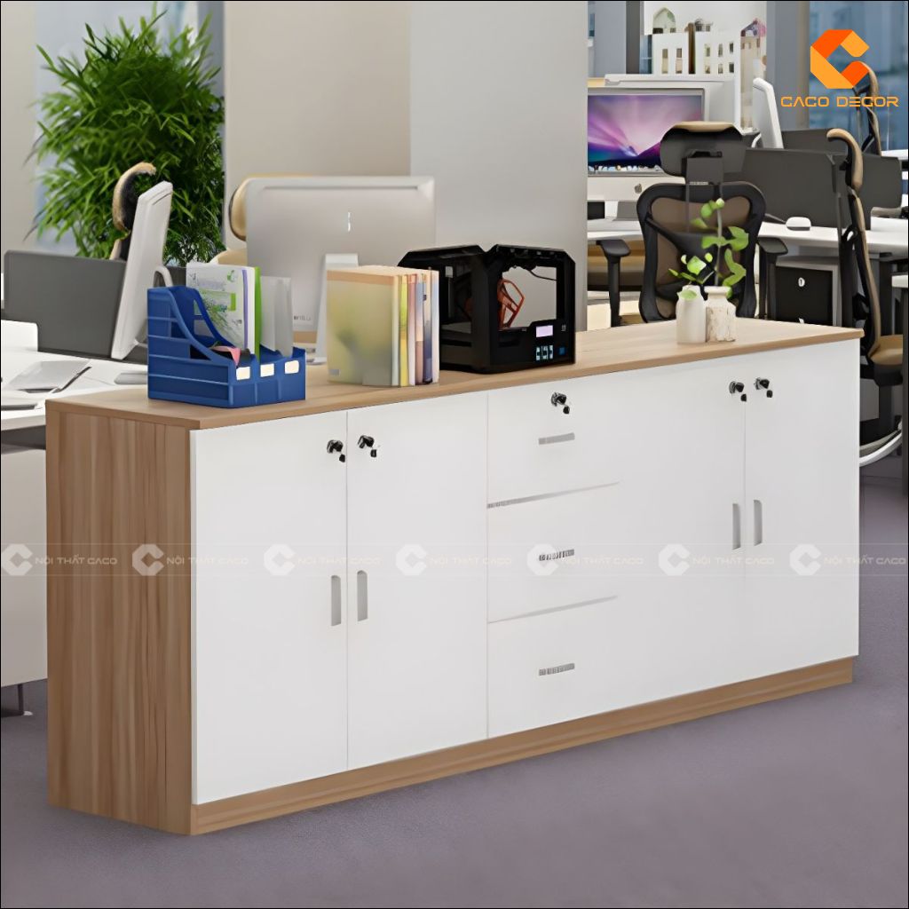 Tủ hồ sơ gỗ công nghiệp THS036 thiết kế thấp gọn