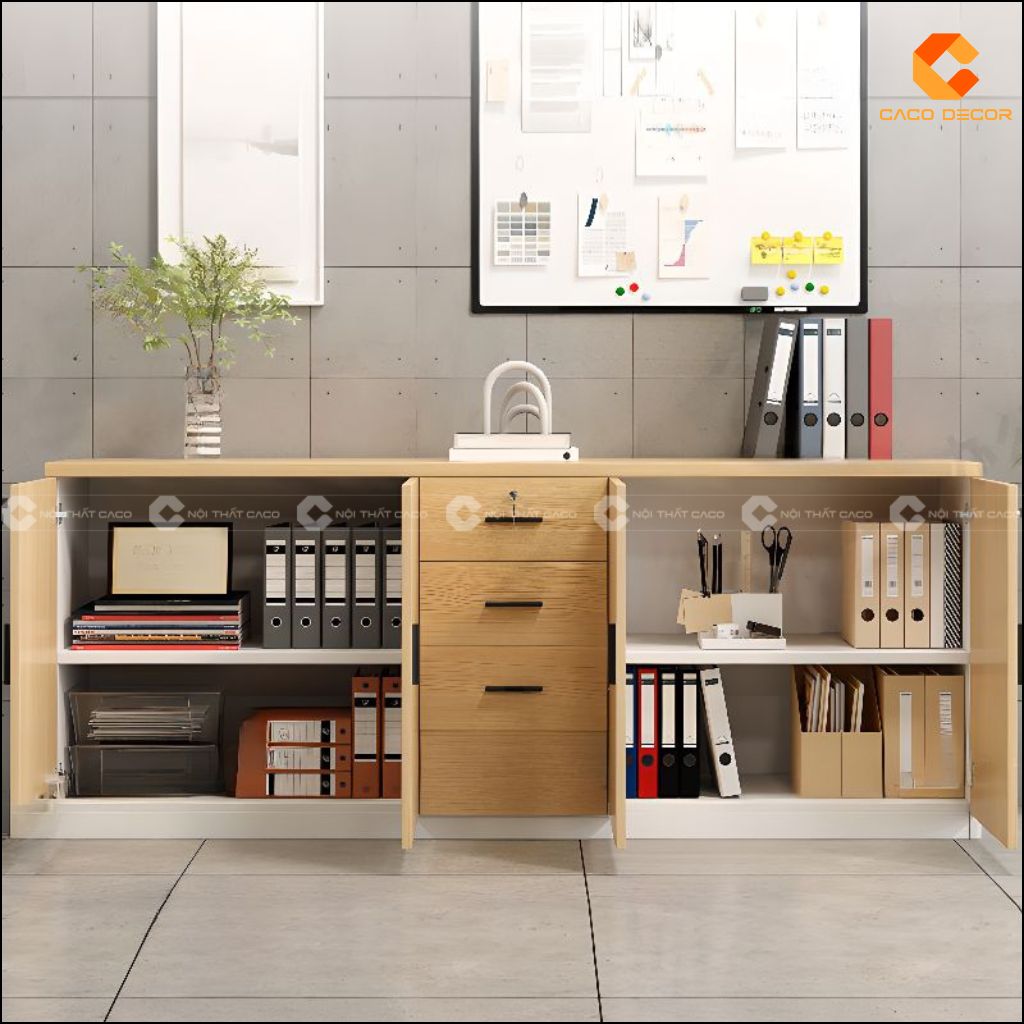 Tủ hồ sơ gỗ công nghiệp THS037 lưu trữ tiện dụng
