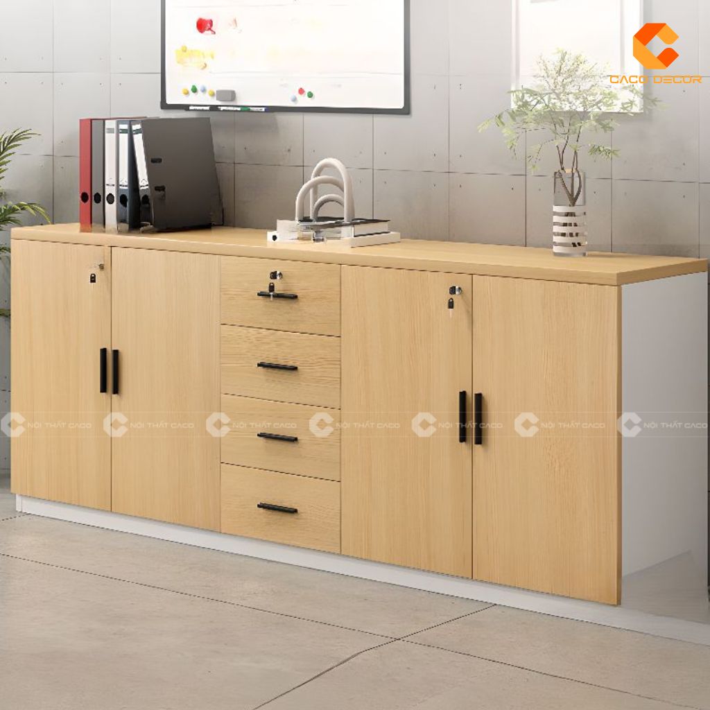 Tủ hồ sơ gỗ công nghiệp THS037 vân gỗ hiện đại