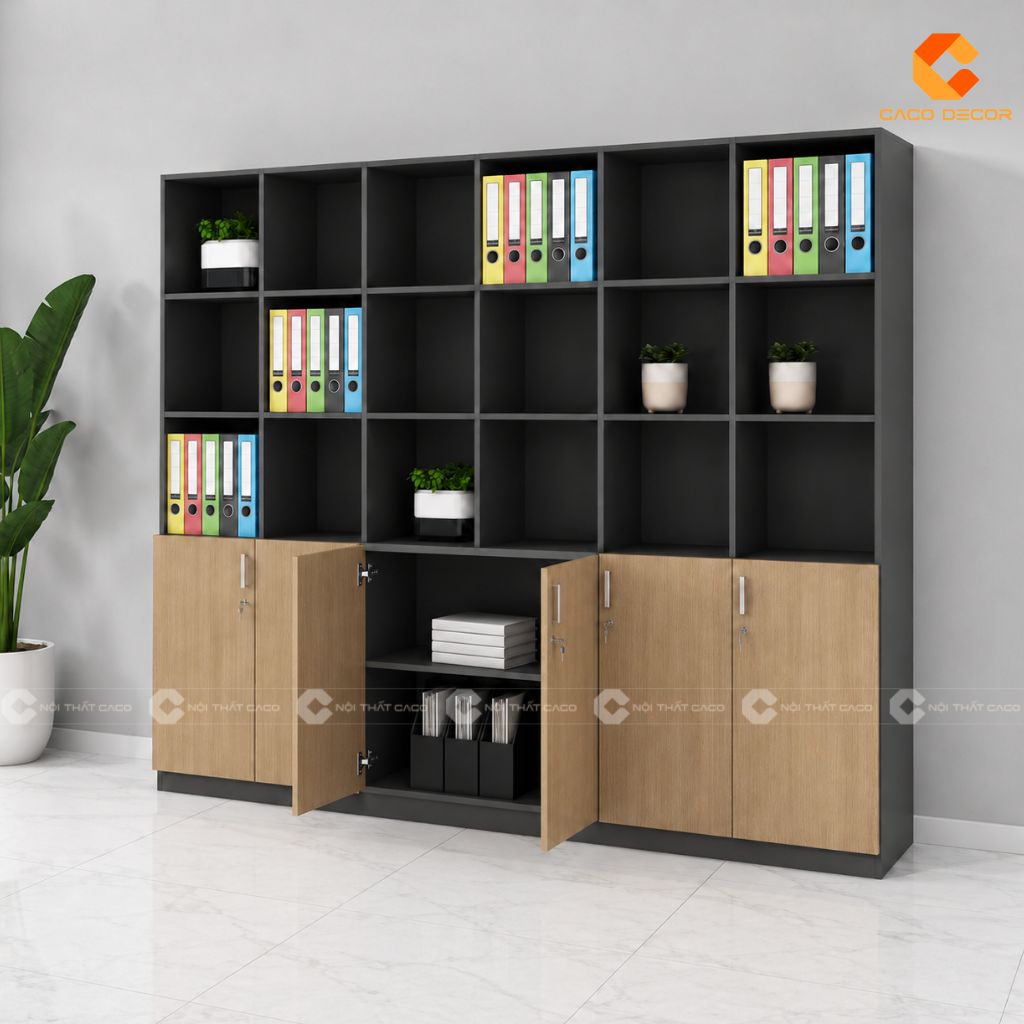 Tủ hồ sơ gỗ công nghiệp THS041 mở khoang cánh kín
