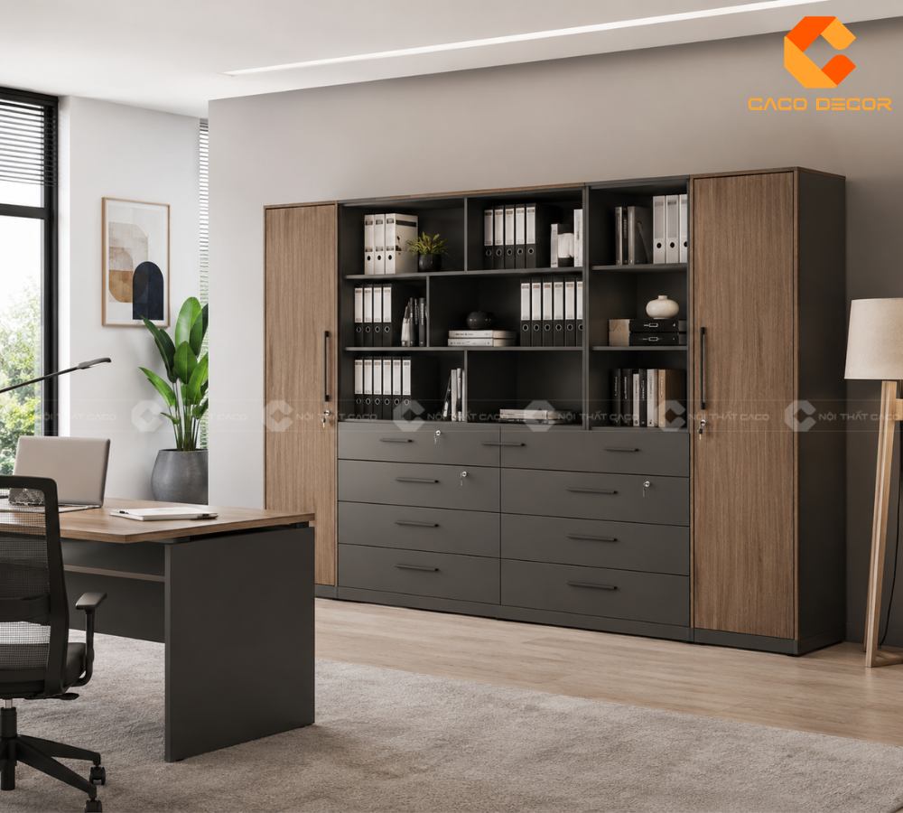 Mẫu tủ tài liệu gỗ đẹp bền cho phòng giám đốc