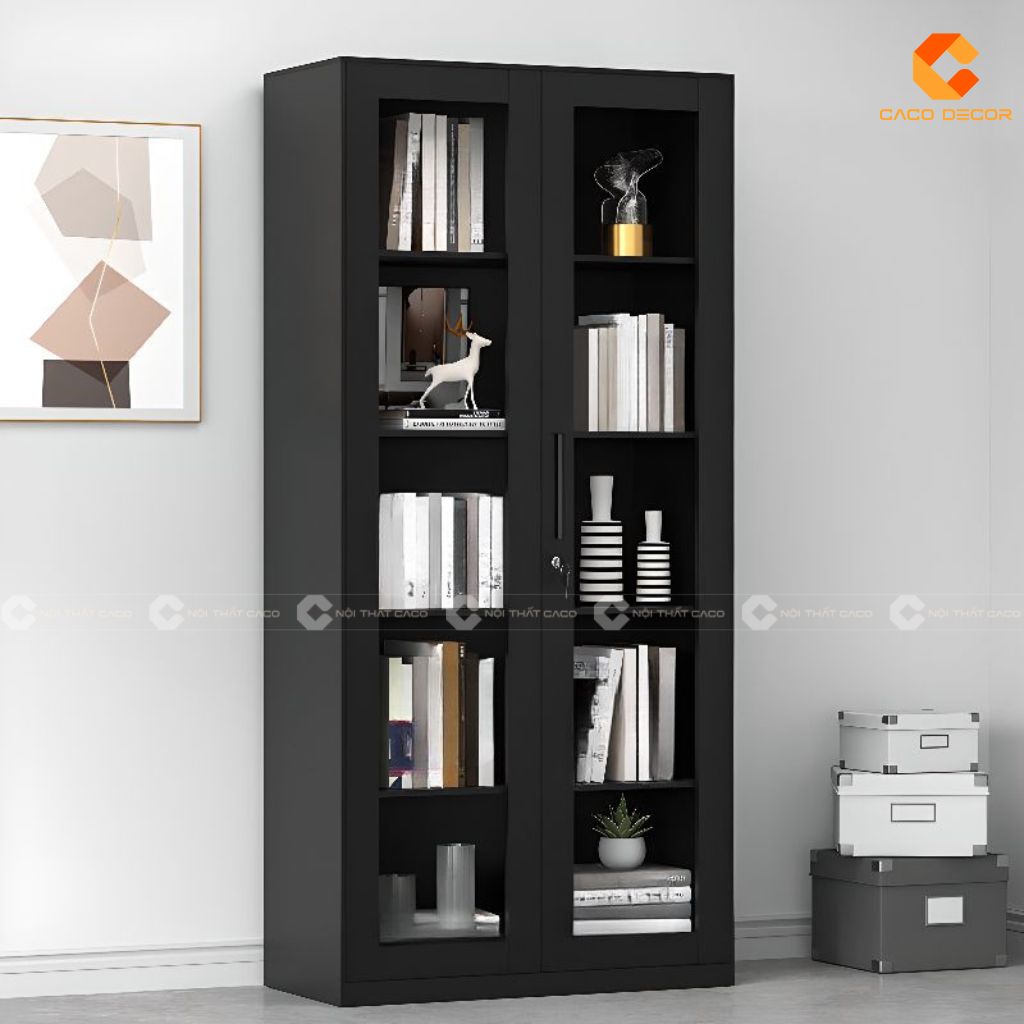Tủ hồ sơ THS038 màu đen hiện đại cho văn phòng chuyên nghiệp