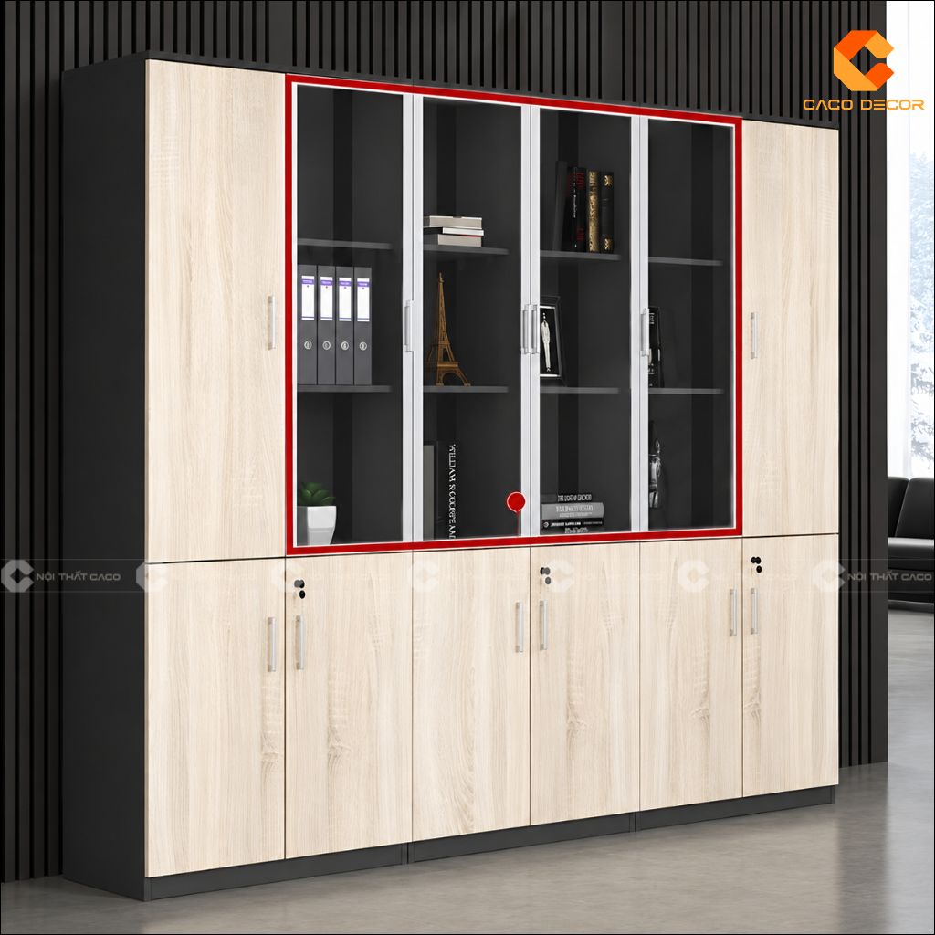 Tủ hồ sơ THS040 khoang cánh kính trưng bày