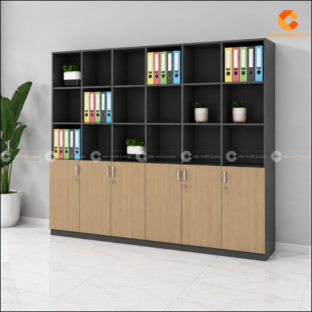 Tủ hồ sơ THS041 hệ dài nhiều ô kệ mở
