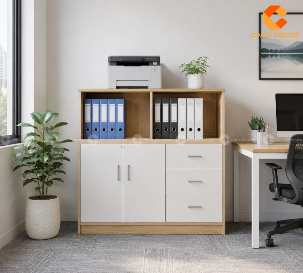 Thiết kế tủ hồ sơ thấp nhỏ gọn cho văn phòng