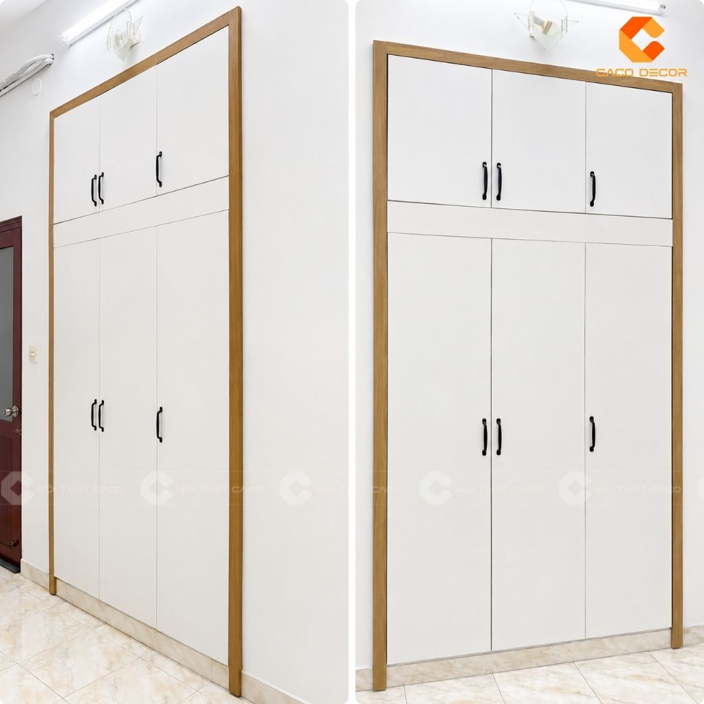 Hình ảnh thực tế tủ quần áo âm tường kịch trần tại nhà chị Thắm