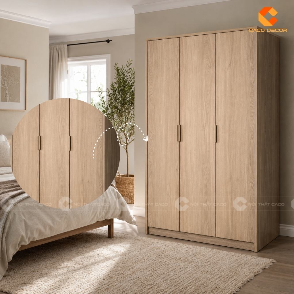 Tủ quần áo gỗ MDF thiết kế 3 cánh mở chất lượng