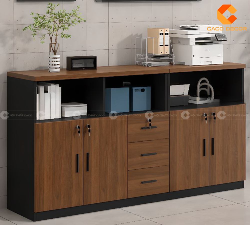 Mẫu tủ đựng hồ sơ màu nâu gỗ trầm sang trọng