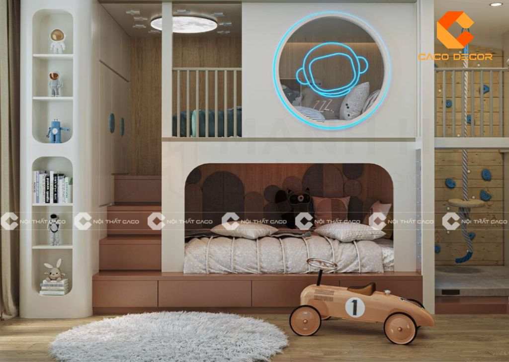 Giường ngủ trẻ em cao cấp làm bằng gỗ thông minh và hiện đại 6