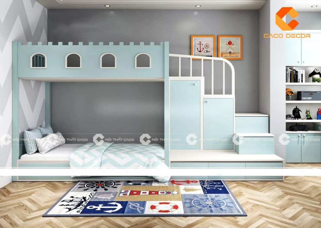 Giường ngủ trẻ em cao cấp làm bằng gỗ thông minh và hiện đại 16