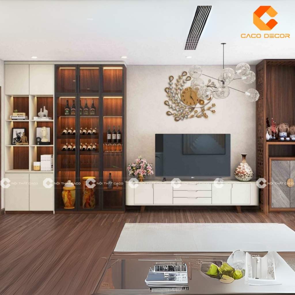 Tư Vấn Thiết Kế Kệ Tivi Kết Hợp Tủ Rượu Cho Phòng Khách 22