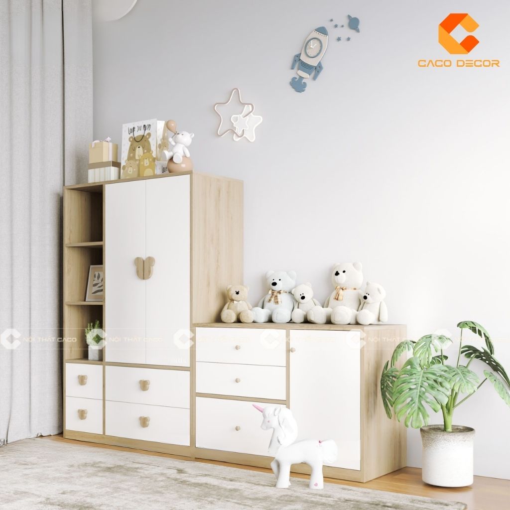 Mẫu tủ quần áo gỗ công nghiệp có ngăn kéo tiện lợi