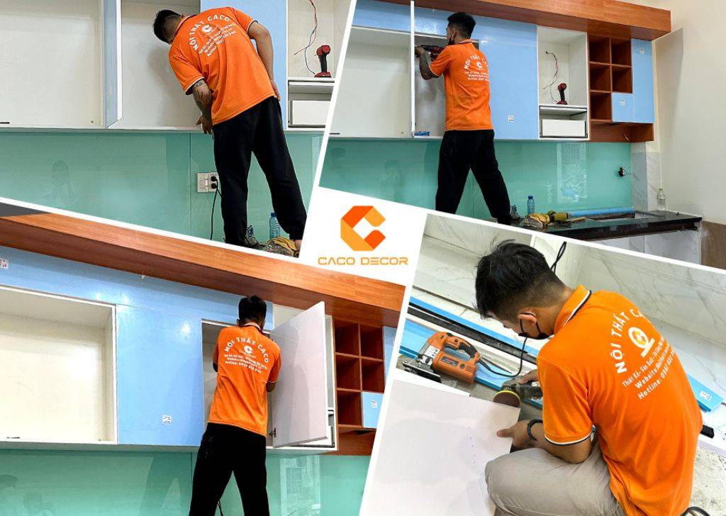 Tủ bếp gỗ công nghiệp TBM061 dễ dàng lắp đặt