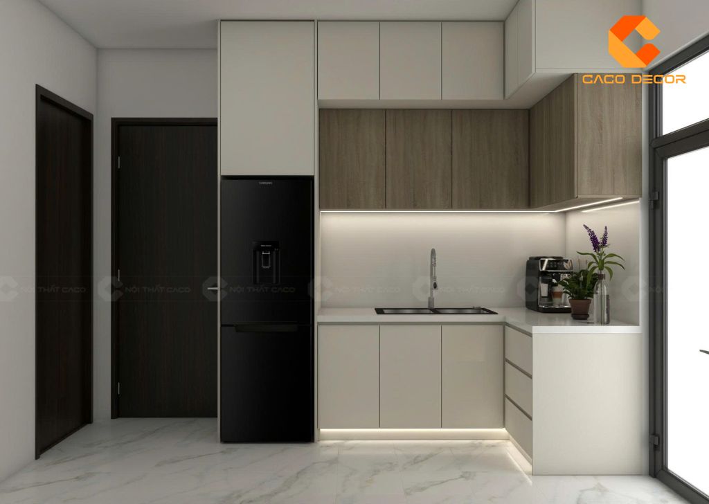 Tủ bếp gỗ công nghiệp TBM061 thiết kế hình chữ L
