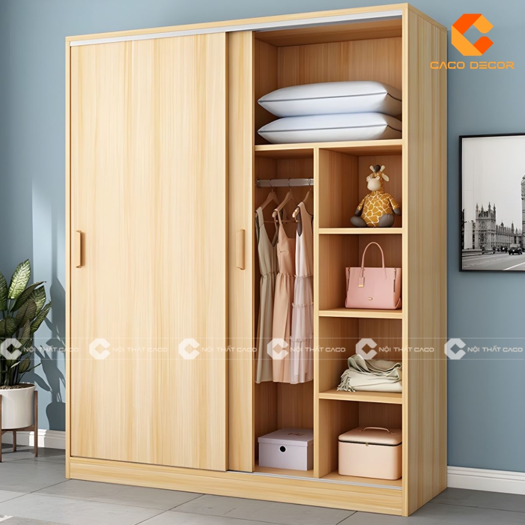 Mẫu tủ quần áo với thiết kế cửa lùa tiện lợi