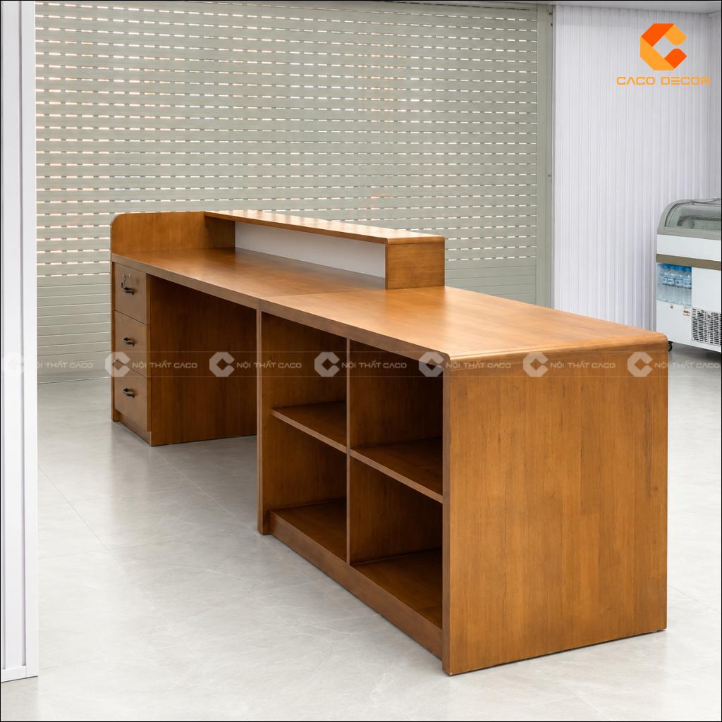 Quầy Lễ Tân Gỗ Tự Nhiên QLT036 Phủ Veneer Cao Cấp CaCo 8