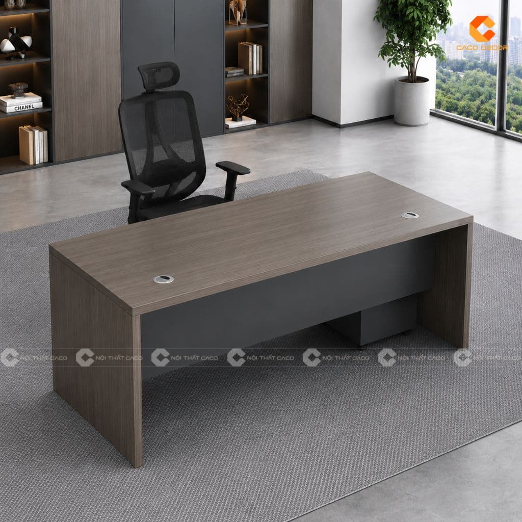 Mẫu bàn giám đốc BGD025 màu gỗ nâu dễ phối nội thất