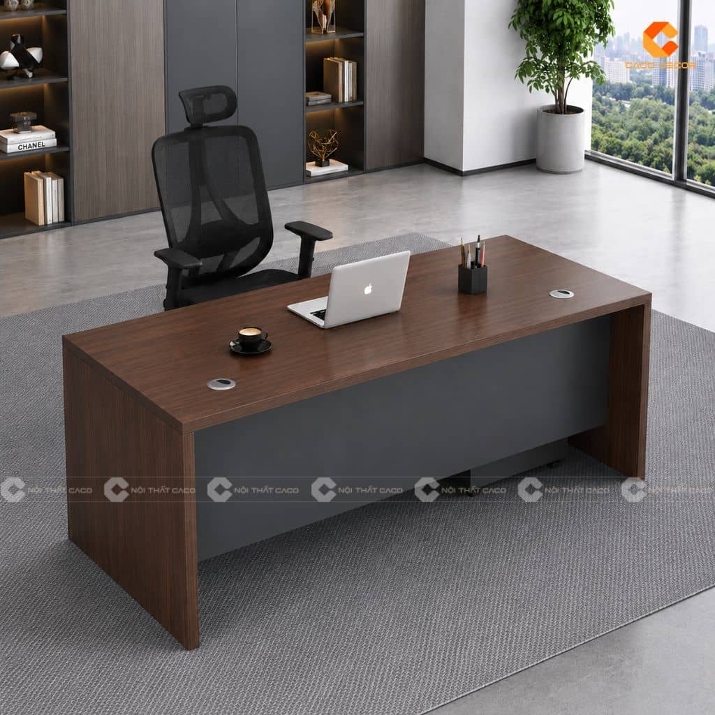 Thiết kế bàn giám đốc BGD025 với yếm bàn màu xám độc đáo