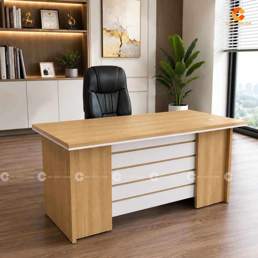 Thiết kế mặt bàn giám đốc BGD048 rộng rãi