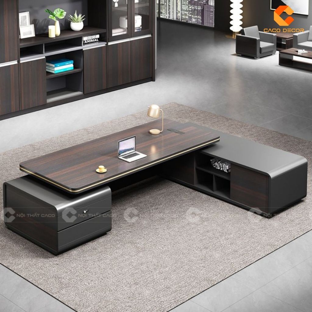 Bàn Làm Việc Giám Đốc Gỗ Tự Nhiên BGD056 Có Tủ Phụ 4