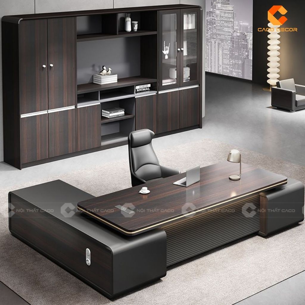 Bàn Làm Việc Giám Đốc Gỗ Tự Nhiên BGD056 Có Tủ Phụ 2
