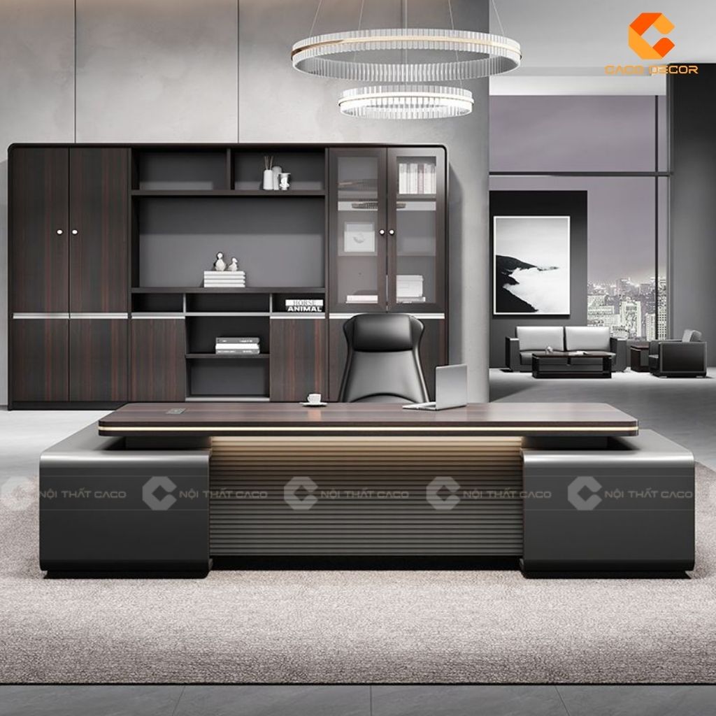 Bàn Làm Việc Giám Đốc Gỗ Tự Nhiên BGD056 Có Tủ Phụ 1