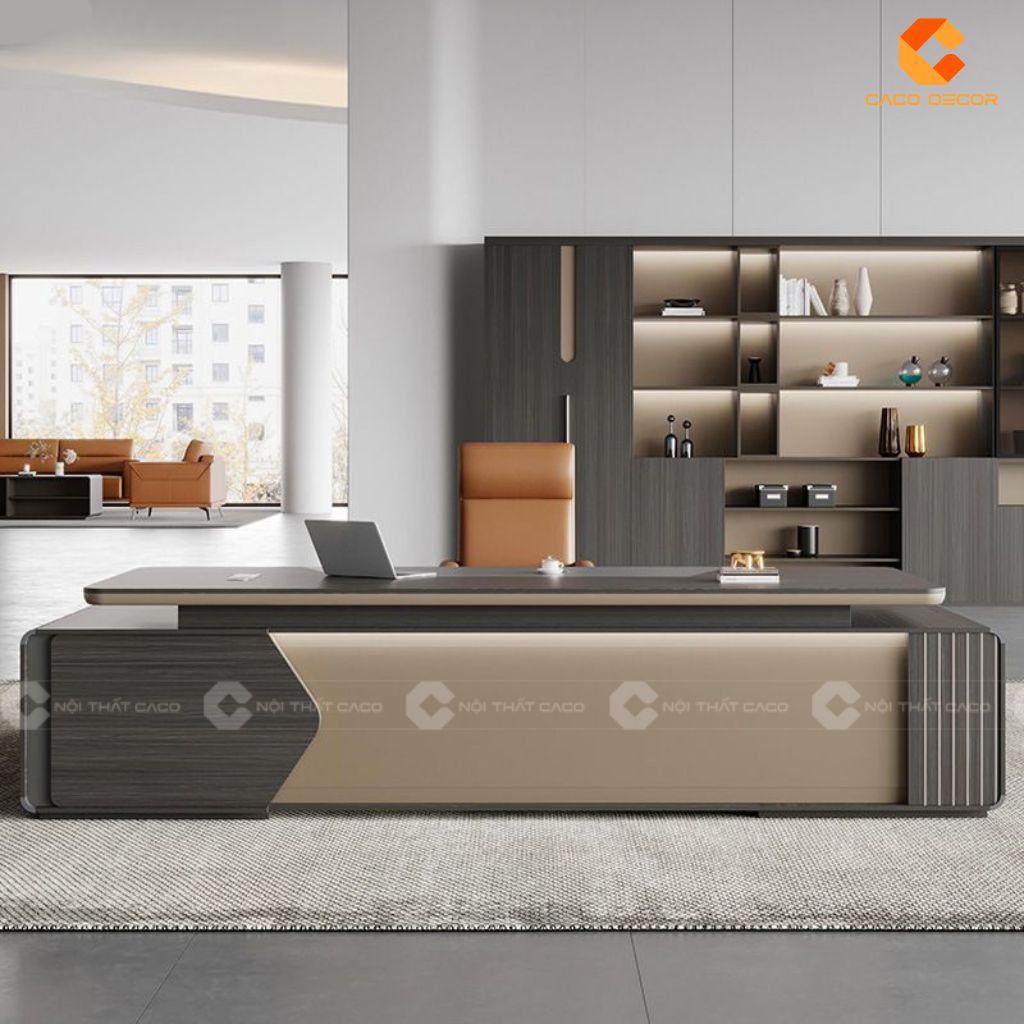 Bàn Giám Đốc Gỗ Tự Nhiên BGD057 Tích Hợp Tủ Phụ Hiện Đại 3
