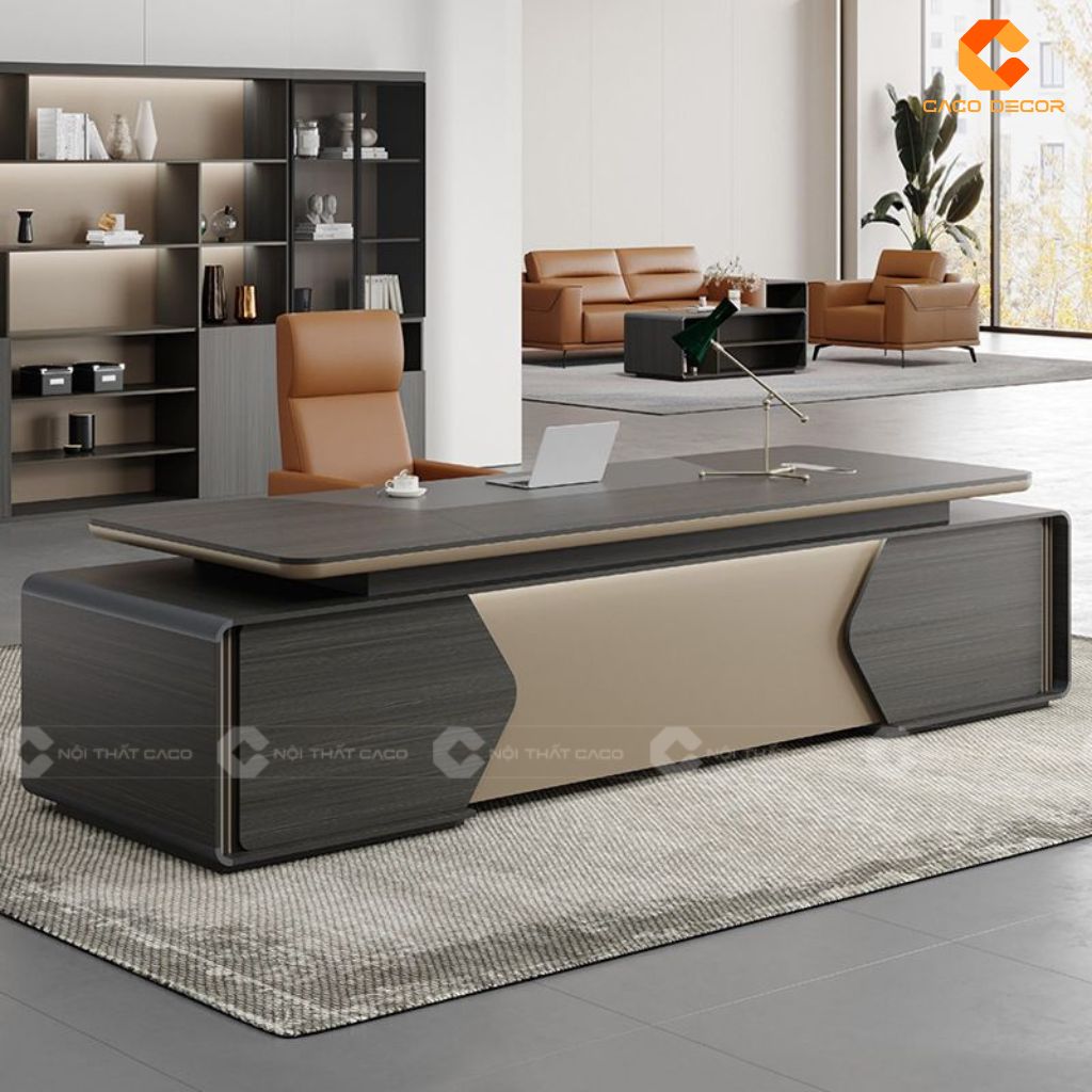 Bàn Giám Đốc Gỗ Tự Nhiên BGD057 Tích Hợp Tủ Phụ Hiện Đại 1